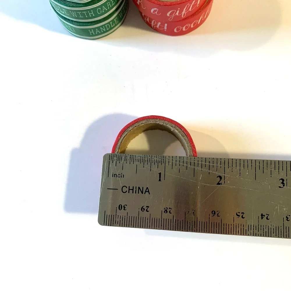 Holiday Christmas Washi Tape 6 Red Ooohh a Gift! 5 Green Handle with Care! 10 ft